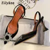 Eilyken Mode Kristall Sonne Blumen Schnalle Design Frauen High Heels Pumps Sexy Spitz Slip Auf Schuhe Sandalen Plus Größe 35-41
