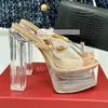 Plattform PVC High Block Heels Panto letten Frauen elegante Front riemen Lack leder Schuhe weibliche sexy Party klare offene Zehen Hausschuhe