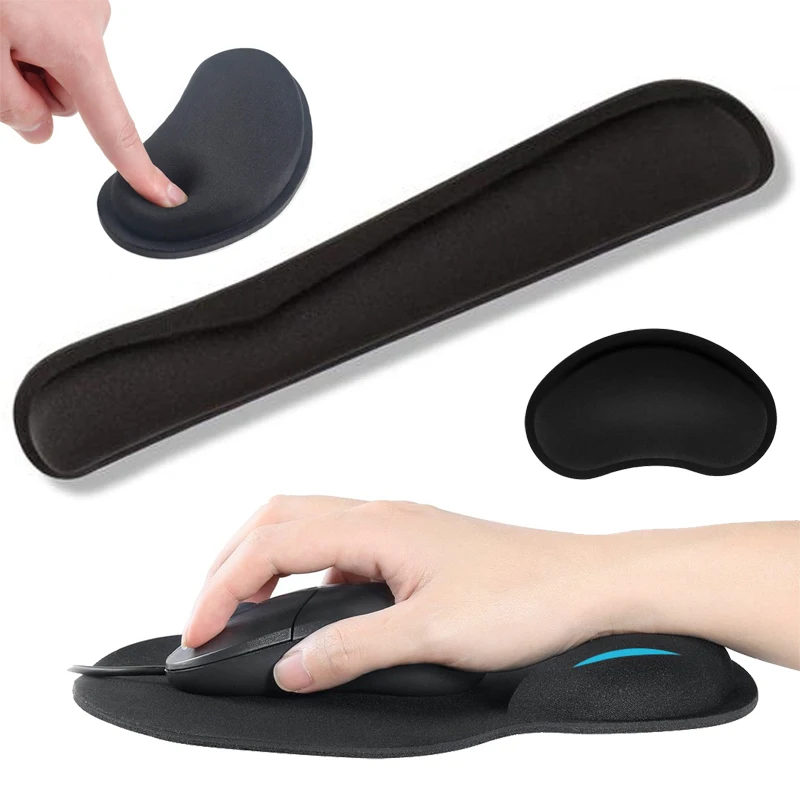 Handgelenkauflage Mauspad Memory Foam Superfeine Faser Handgelenkauflage Pad Ergonomisches Mauspad für Schreibkraft Büro Gaming PC Laptops Computer Image
