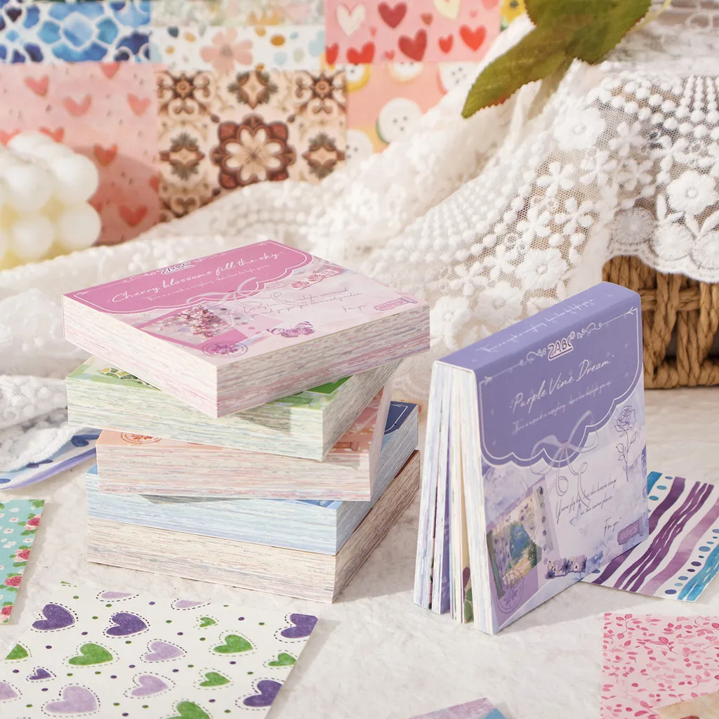 100 Stück Vintage-Scrapbook-Papier-Set, Zubehör, dekoratives Papier für DIY-Kunsthandwerk, Scrapbooking, Tagebuch, Fotoalbum, Dekorpapier Image