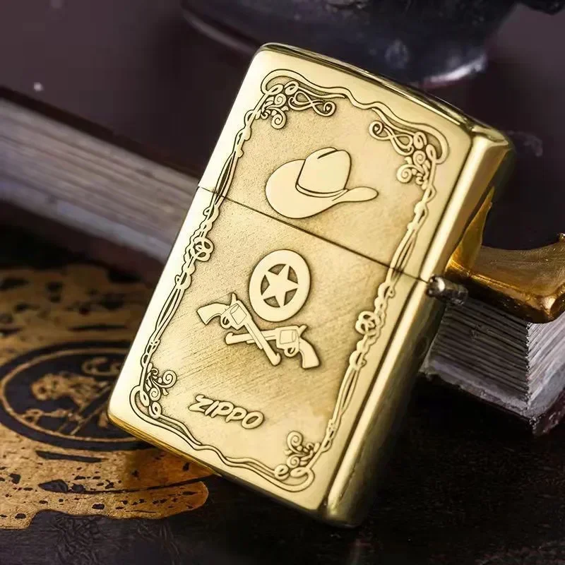 Zippo Feuerzeug Golden Brass Hot Cowgirl Windproof Collection im Karton Image