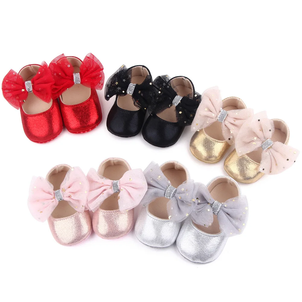 Frühling und Herbst Neue Mädchen Baby Prinzessin Schuhe Mesh Bogen 0-12 Monate Baby Schuhe Einzelnen Schuhe Lernen wanderschuhe Image