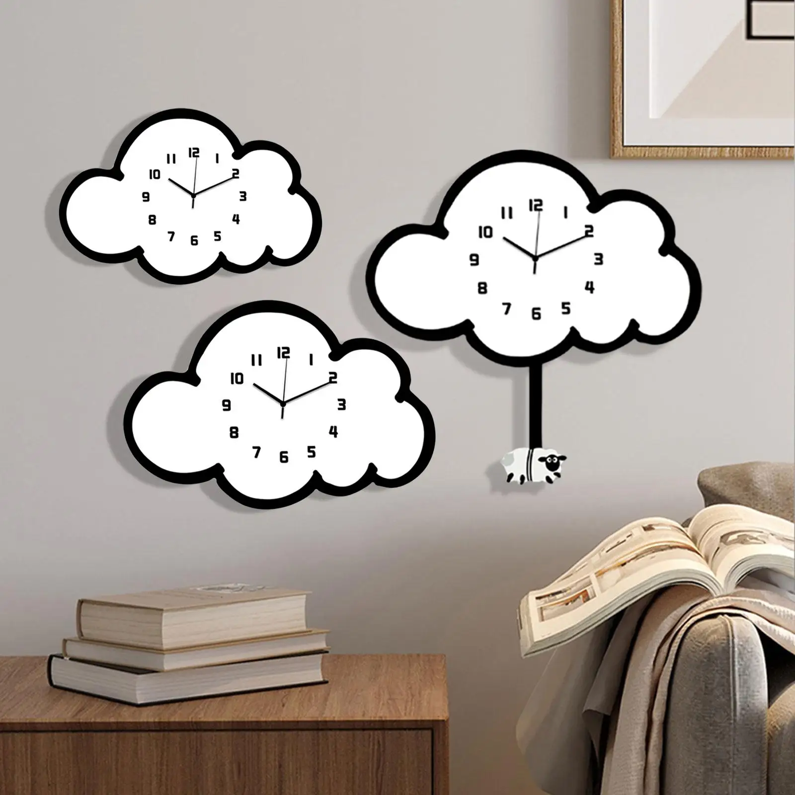 Wolke Wanduhr Stilvolle moderne Holz dekorative Uhr Wand Ornament für Kinderzimmer Büro Esszimmer Schlafzimmer Home Dekoration