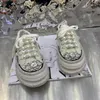 Luxuriöse Strass-Low-Top-Leinwandschuhe, handgefertigt, runder Kopf, Schnürung, lässige Sport-Damenschuhe, Größe 35–40