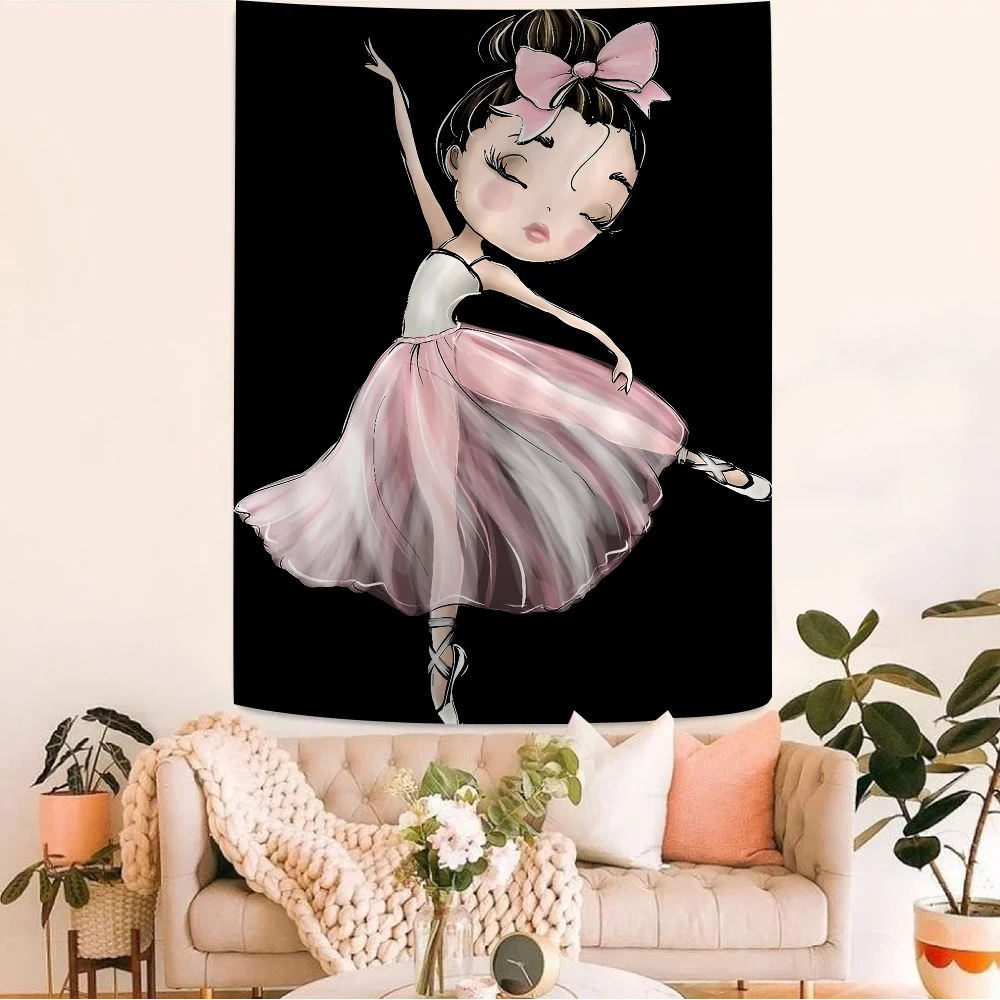 Nordische Ballett prinzessin Kinderzimmer hängen böhmischen Wandteppich hängen Tarot Hippie Wandteppiche Wohnheim japanischen Wandteppich Image