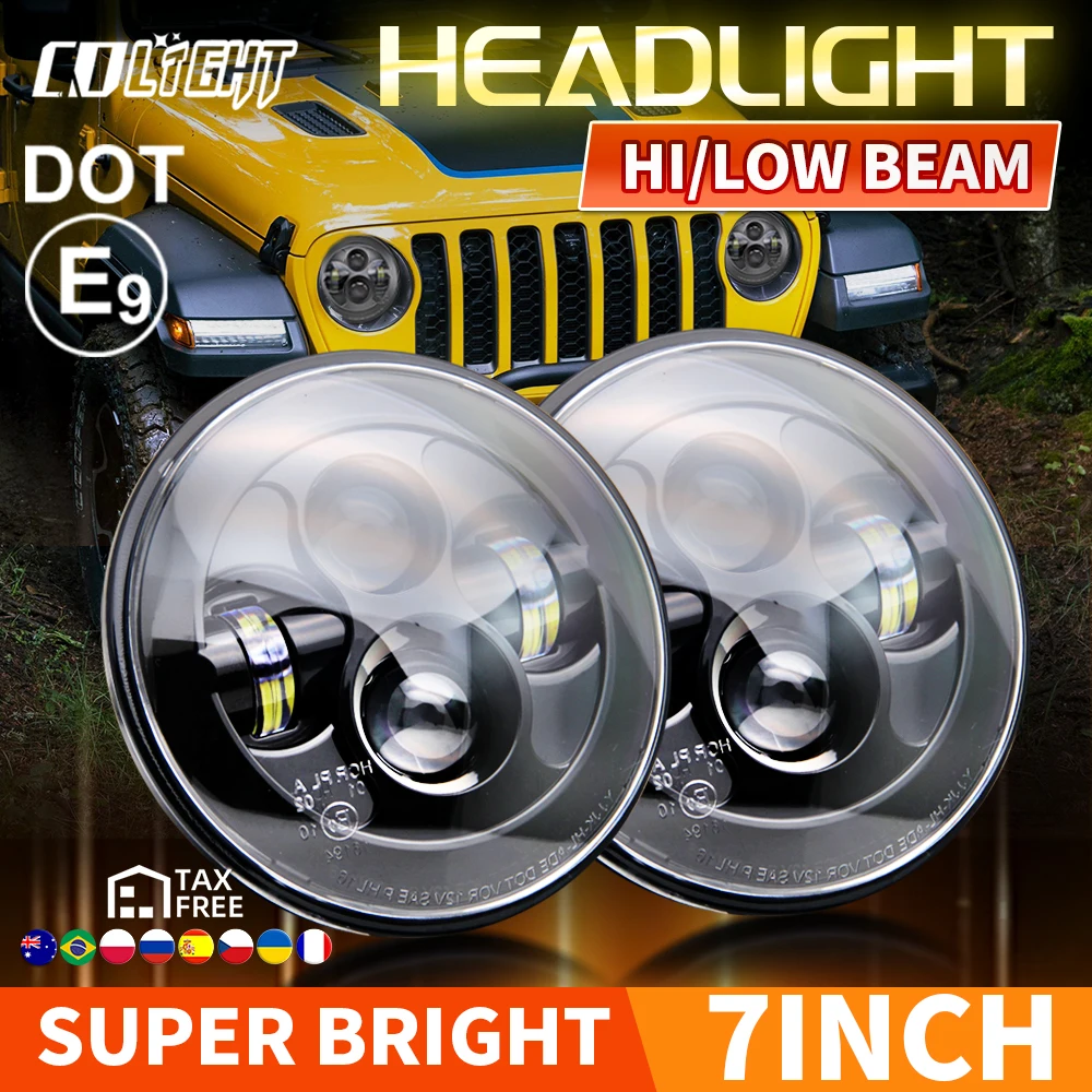 O LUCE Auto 7 Pollici Faro A Led Hi/Low Beam H4 DRL Dot E9 Per Jeep Wrangler JK LJ CJ Hummer OffRoad 4x4 Moto Faro 12V 24V