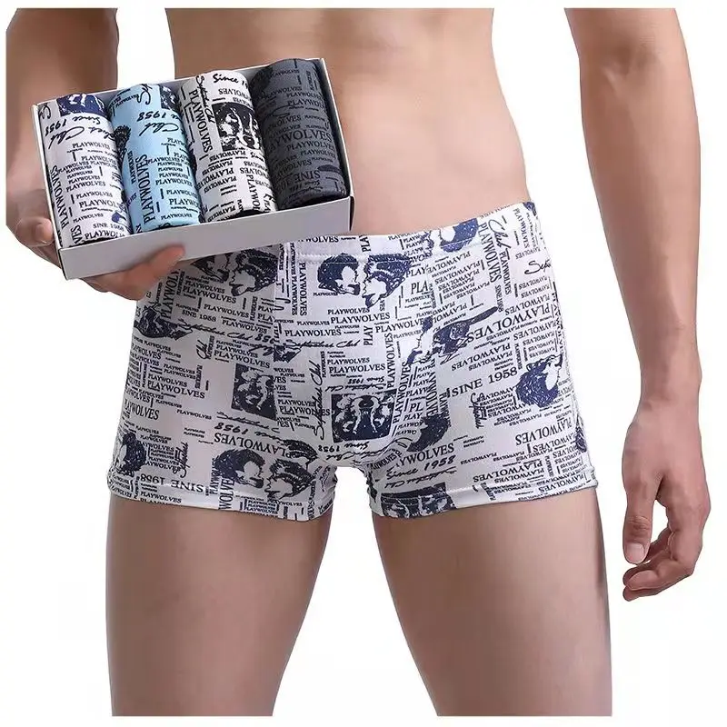 Männer Höschen 4 teile/los Männliche Unterhose Mann Pack Shorts Boxer Unterwäsche Mode Sexy Herren Boxer Ultradünne Große Größe L-4XL