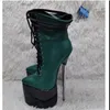 Blau Lace Up Mittlere Waden Plattform Stiefel Thin High Heel Spitz Mode Sexy 2024 Winter Große Größe Frau Schuhe zapatillas Mujer