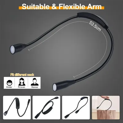 LED Reading Neck Light Book Lamp 360° Flexible Arm Reading Book Light Read Neck Lamp Study Reading Night Light