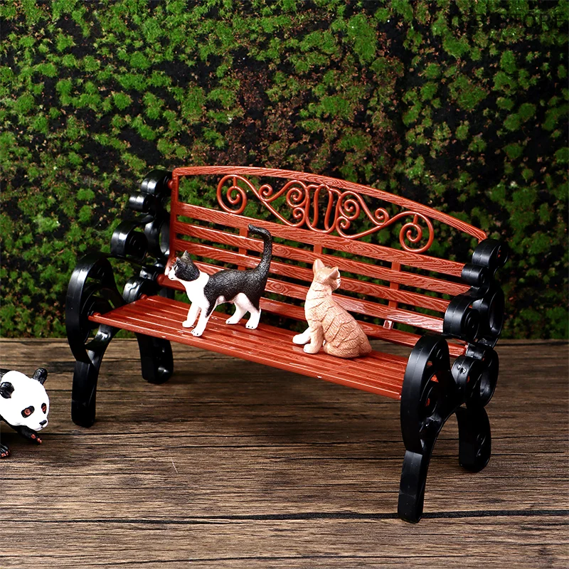 1:6 Mini Bank Liege Lounge Stuhl Miniatur Park Doppel Stuhl Modell Garten Dekor Spielzeug Puppenhaus Zubehör