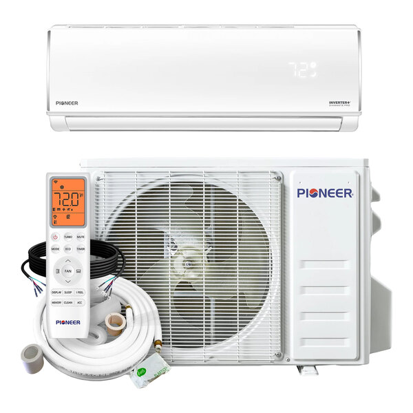 Pioneer Diamante Pro WYT-20 WYT012GLSI20RL High Wall-Mounted Ductless Mini Split AC / Heat Pump System - 23 SEER2, 12,000 BTU, 208-230V