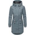 Regenjacke PEAK TIME "L60042", Damen, Gr. S (36), blau (stahlblau), Obermaterial: 100% Polyurethan, Futter 1: 100% Polyester, Futter 2: 60% Baumwolle, 40% Polyester, Wattierung: 100% Polyester, modisch, tailliert ca. Mitte Oberschenkel, Langarm...