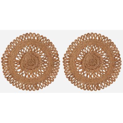 Platzset MY HOME "Aimka", beige (natur), B:35cm L:35cm, Obermaterial: 100% Jute, Platzsets, Handgefertigt, 35x35, rund Image