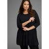 3/4-Arm-Shirt LAURA SCOTT CURVE, Damen, Gr. 48/50, schwarz, Single Jersey, Obermaterial: 94% Viskose, 6% Elasthan, unifarben, Basic, A-Linie Po-bedeckend, Rundhals, 3/4-Ärmel, Shirts, mit 3/4-Ärmeln – GROSSE GRÖSSEN