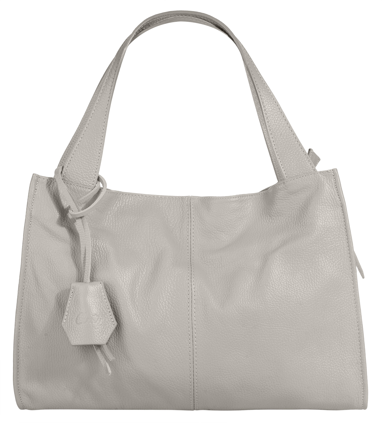 Shopper CLUTY, Damen, Gr. B/H/T: 40cm x 28cm x 11cm onesize, grau, Leder, leicht glänzend, unifarben, Taschen, echt Leder, Made in Italy Image