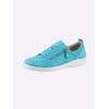 Sneaker CAPRICE, Damen, Gr. 39, blau (türkis), Veloursleder, sportlich, Schuhe