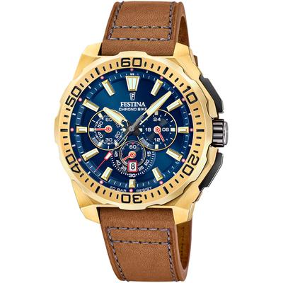 Chronograph FESTINA "Chrono Bike 2025", braun, dunkelblau, Armbanduhren, Herren, Quarzuhr, Armbanduhr, Herrenuhr, Edelstahlarmband, analog, Tag Image