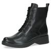 Schnürboots CAPRICE, Damen, Gr. 37,5, schwarz, Leder, klassisch, Schuhe, Blockabsatz, Schnürstiefelette, Businessstiefelette mit Ziernähten