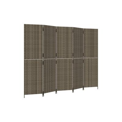 vidaXL Paravent 5-tlg. Grau Poly Rattan Image