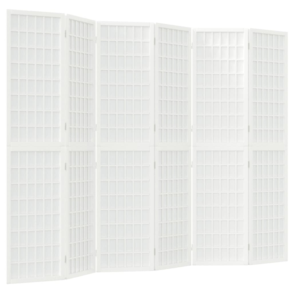 vidaXL 6-tlg. Paravent Japanischer Stil Faltbar 240x170 cm Weiß Image