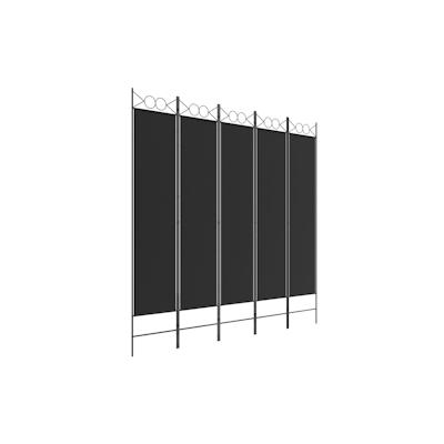 vidaXL 5-tlg. Paravent Schwarz 200x200 cm Stoff Image