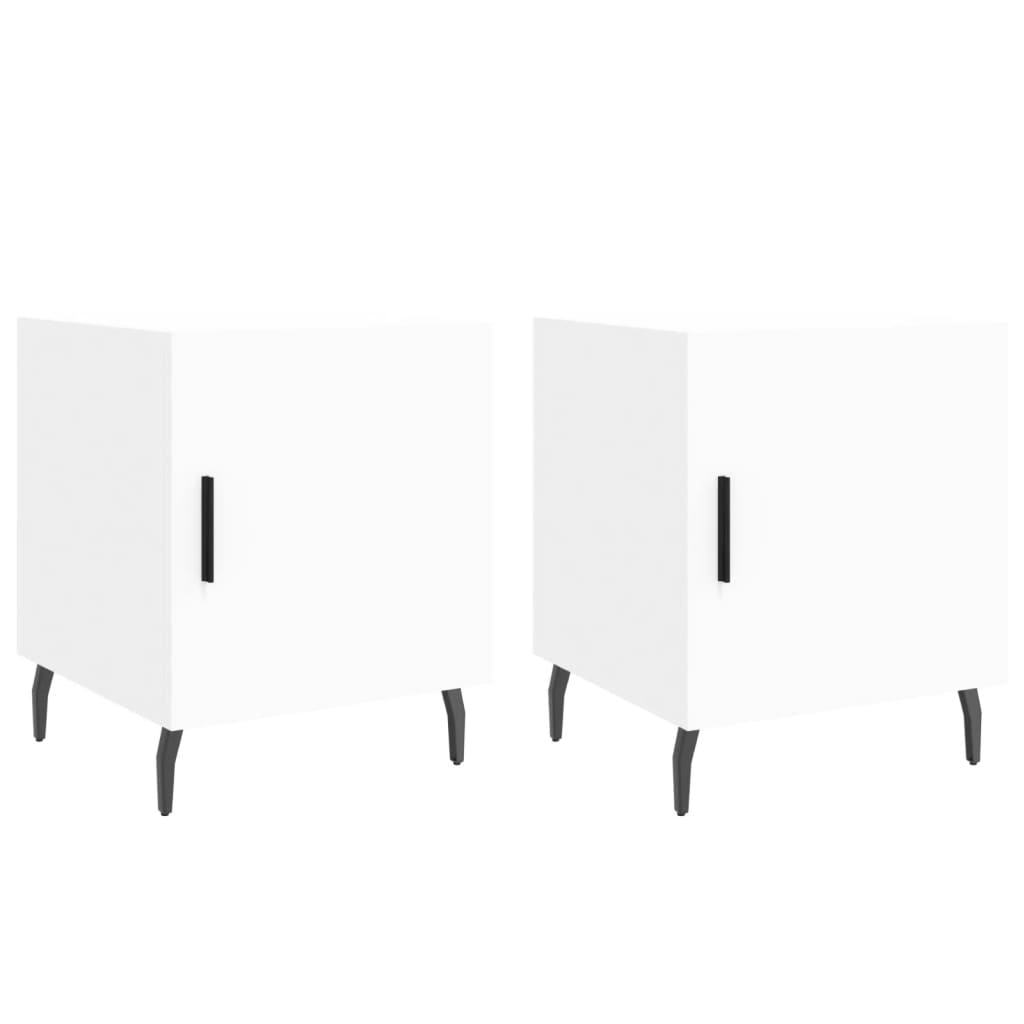 vidaXL Nachttische 2 Stk. Weiß 40x40x50 cm Holzwerkstoff Image