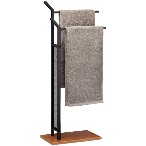 relaxdays Handtuchständer Zweiarmig Schwarz 88 x 40 x 20 cm schwarz