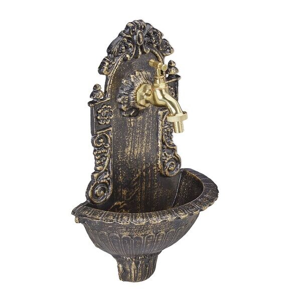 relaxdays Wandbrunnen antik braun 40 x 24,5 x 13 cm braun Image