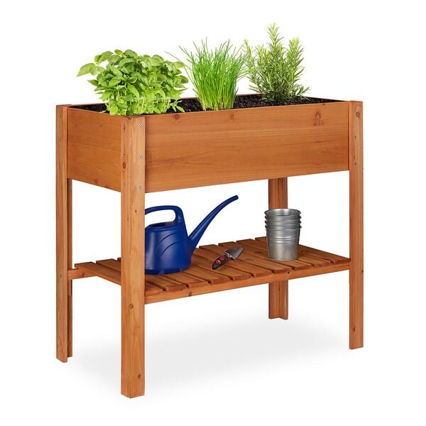 relaxdays Hochbeet Holz 80 x 88 x 43,5 cm braun Image