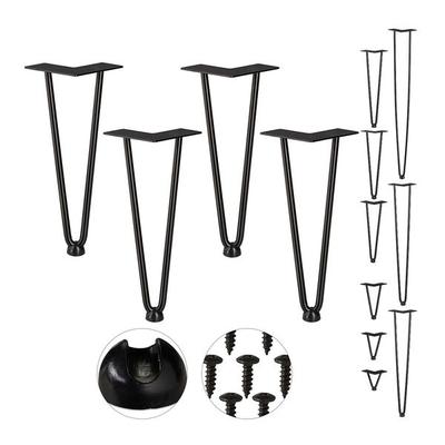 relaxdays 4er-Set Tischbeine »Hairpin Legs« mit 2 Streben 30 cm schwarz