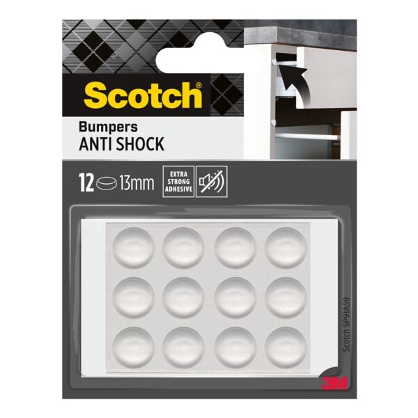 Scotch 12er-Pack Elastikpuffer für Wände, selbsthaftend, transparent, Ø 13 mm transparent