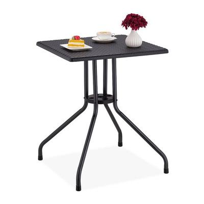 relaxdays Gartentisch quadratisch in Rattan-Optik 75 x 61 x 61 cm schwarz Image