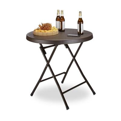 relaxdays Gartentisch klappbar BASTIAN rund Ø 80 cm braun Image