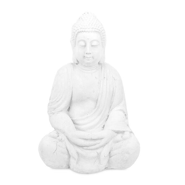 relaxdays Gartenfigur Buddha 70 cm weiß weiß Image