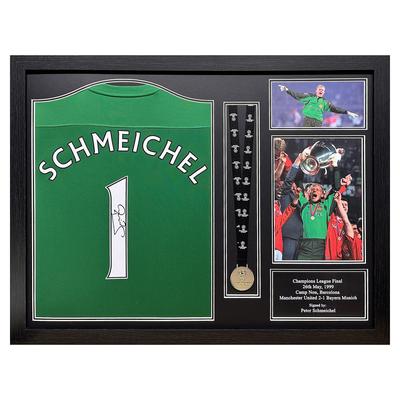 Manchester United: Peter Schmeichel signiertes Nike-Torwarttrikot (gerahmt) mit Champions-League-Medaille Image