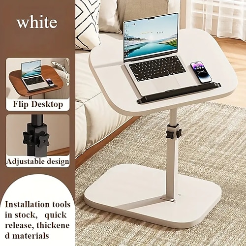 tragbarer Laptop-Schreibtisch/Nachttisch/verstellbarer Schreibtisch/um 360 Grad drehbarer kleiner Beistelltisch/Sofa-Couchtisch/geeignet für Wohnzimmer, Schlafzimmer, Badewanne, Badezimmer, Image