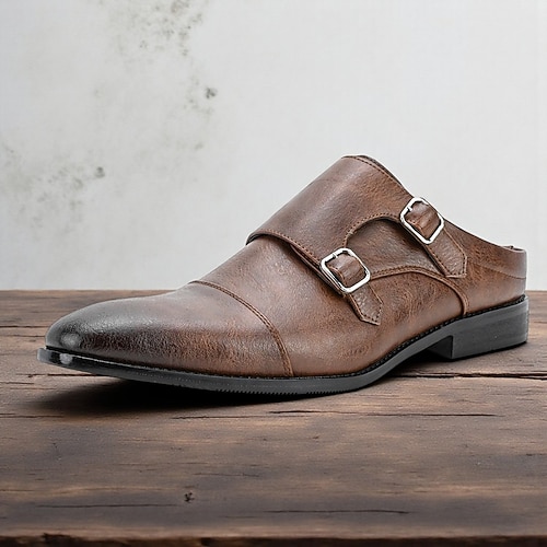 Herren-Pantoletten mit Doppel-Monk-Strap, Slip-On-Loafer, Business-Casual-Schuhe für Büro und Alltag Image