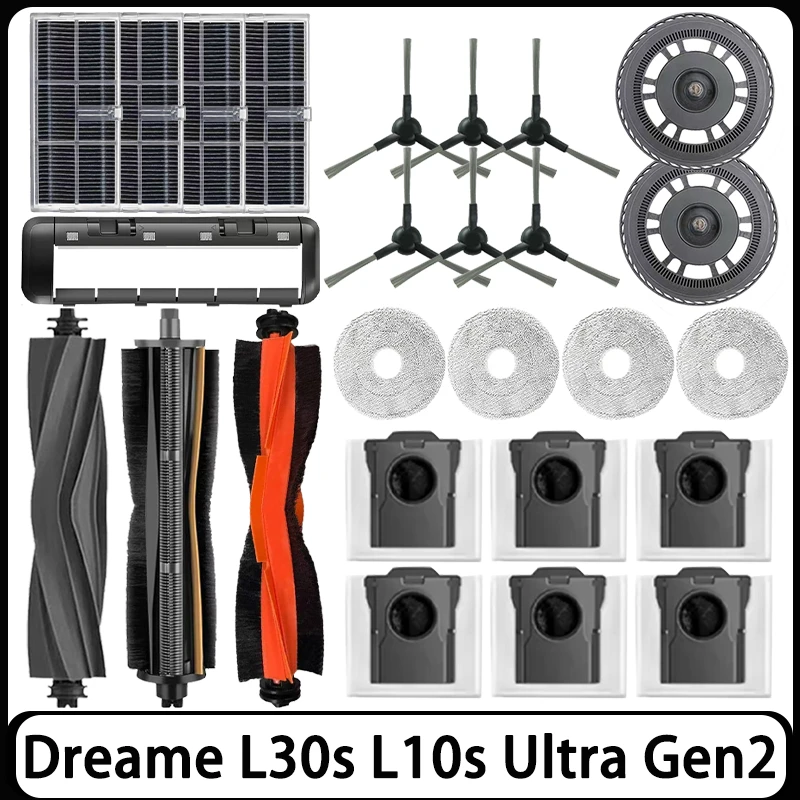 Parti di Ricambio per Robot Aspirapolvere Dreame L10s Ultra Gen 2/L30s Ultra: Spazzola Principale, Spazzola Laterale, Panno Lavapavimenti, Filtro HEPA