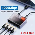 Switch di rete a 5 porte Splitter Ethernet da 1 a 4 Adattatore hub LAN RJ45 da 1000 Mbps Switch Gigabit Full/Half Duplex per PC router