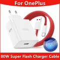 Caricatore UE ultra veloce SuperVooc da 80 W per OnePlus 8T 9 10 11 12 Pro 13 Nord 2 2T 3 4 5 CE 3 N200 N300 5G Tipo C Cavo di ricarica USB