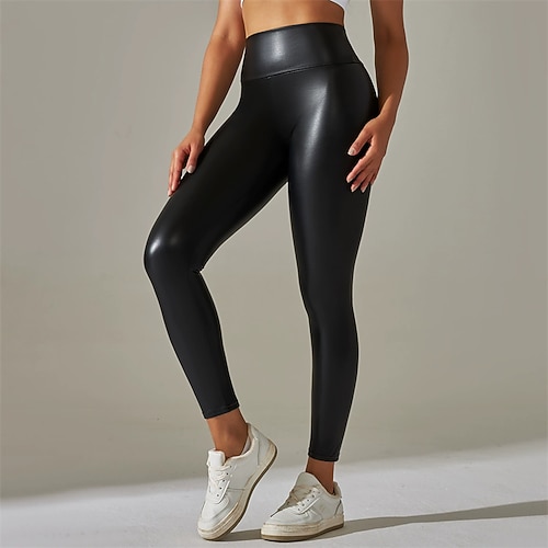 Damen Stoffhosen Leggings Gemütliche Leggings Streetwear Lässig Volle Länge Hoher Bund Einfach Elastischer Bund Bequem Straße Ferien Alltagskleidung Schwarz Herbst Normale Passform Image