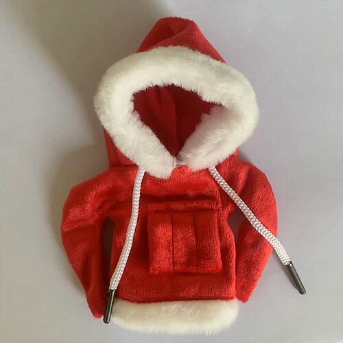 1 Stück festlicher Weihnachtsmann-Kapuzenpullover für den Auto-Schaltknauf, Polyesterfaser, staubdichte Gamasche, einzigartiges, stilvolles Auto-Innenausstattungszubehör, universell passend für