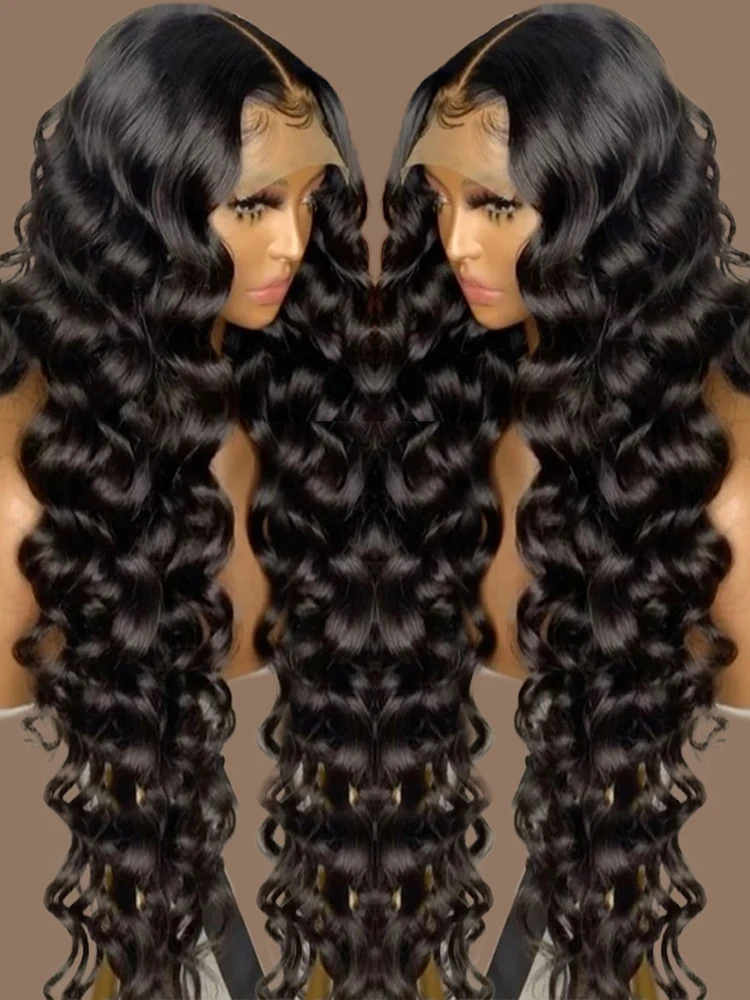 Parrucca per capelli umani con onda profonda allentata da 40 pollici Parrucca per capelli umani con onda naturale brasiliana Parrucche ricci per capelli umani 13x6 Parrucca frontale in pizzo HD per le