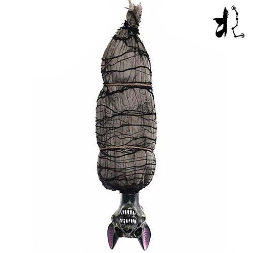 Halloween-Dekorationsrequisite zum Aufhängen einer Mumienfigur – Horror-Requisite mit leuchtend roten Augen, batteriebetriebener Stoff (ohne AA-Batterien) – ideal für Horrorhäuser und Image