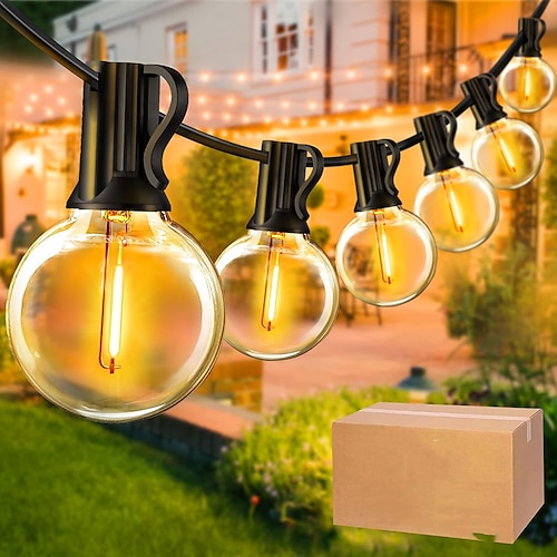UL-zertifizierte Außen-LED-Lampenlichterkette 98ft 30m Lichter für den Außenbereich mit bruchsicheren G40 LED-Lampen wetterfest hängende Patio-Beleuchtung für Terrasse Haus Hinterhof Balkon Party Image