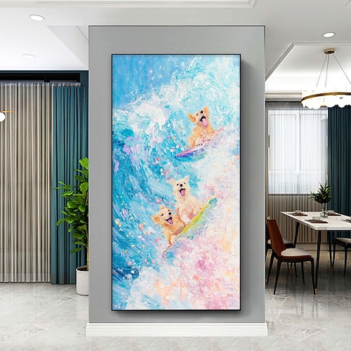 handgemachtes Original Ölgemälde auf Leinwand, abstraktes Meereswellengemälde für Wohndekoration mit gespanntem Rahmen/ohne Innenrahmen Image