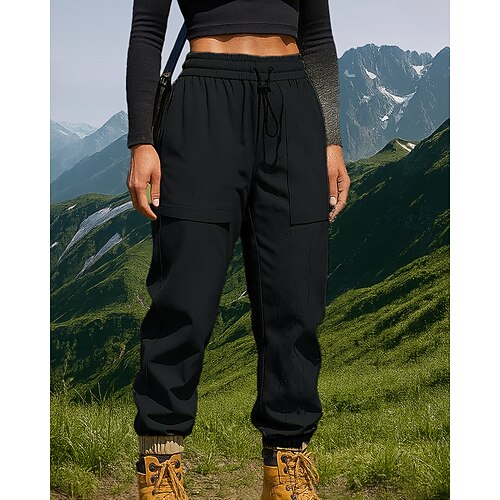 Damen Wanderhosen Freizeithosen Winter Herbst Außen Normale Passform Wasserdicht Winddicht Unterteile Tasche Elastischer Bund Schwarz Armeegrün Camping / Wandern Laufen S M L XL XXL Image