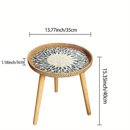 1 Stück handgewebter Kantentisch - moderner Kantentisch mit dreieckiger Basis, geeignet für Wohnzimmer, Terrassen, Büros - kompaktes, dekoratives Möbel, einfach zu montieren, platzsparendes Design, Image