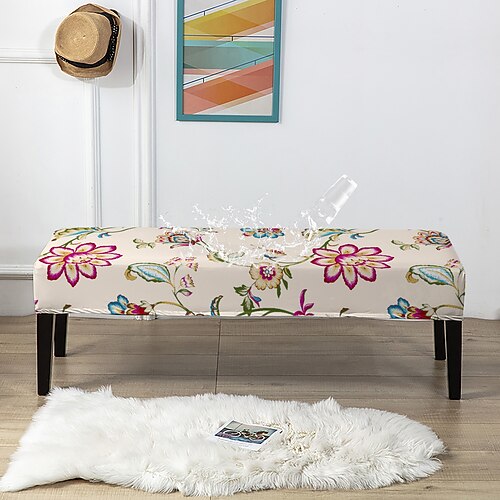 1/4/6 Stück bedruckte Sitzbezüge für Banksitze, wasserdichte Schonbezüge aus Polyester-Spandex, dehnbarer, waschbarer Möbelschutz für Esszimmer, Schlafzimmer und Wohnzimmer Image