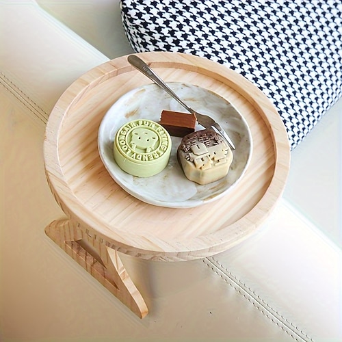 Stabiler Sofa-Armlehnentisch, 1 Tablett, Armlehnentisch-Clip, fixiert die Tischplatte automatisch, perfekt für kleine Räume, tolles Geschenk für Familie und Freunde Image